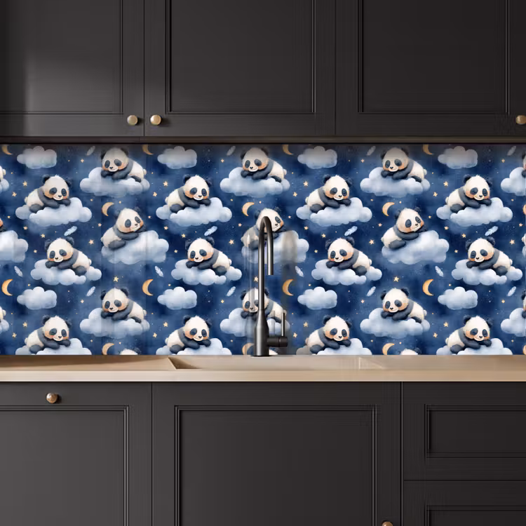 Panda's - Slapen - Blauw keuken achterwand 2 middel 871 -sfeer1