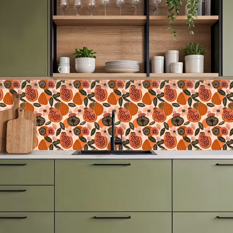 Papaja - Bloesem - Oranje keuken achterwand 2 groot 857 -sfeer3