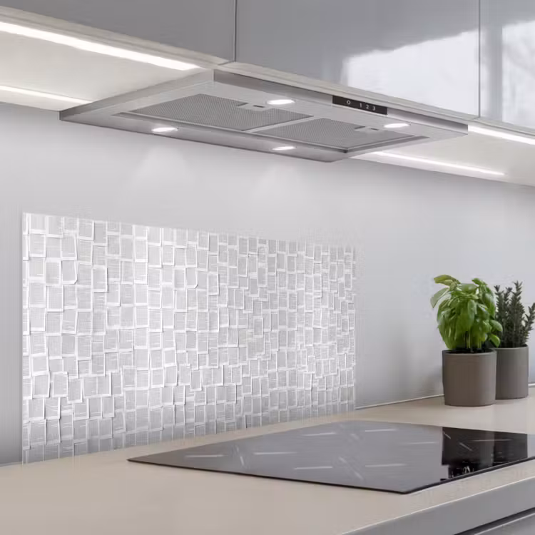 Papier - Overlappend - Textuur - Modern - Wit keuken achterwand spatscherm middel -3d_schuin
