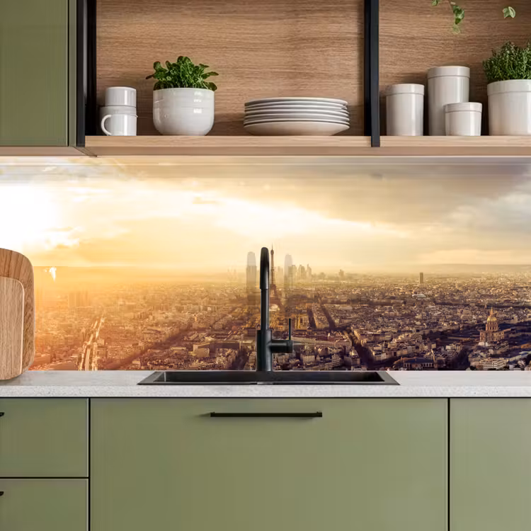 Parijs - Skyline - Zonsondergang - Steden keuken achterwand 2 middel -sfeer3