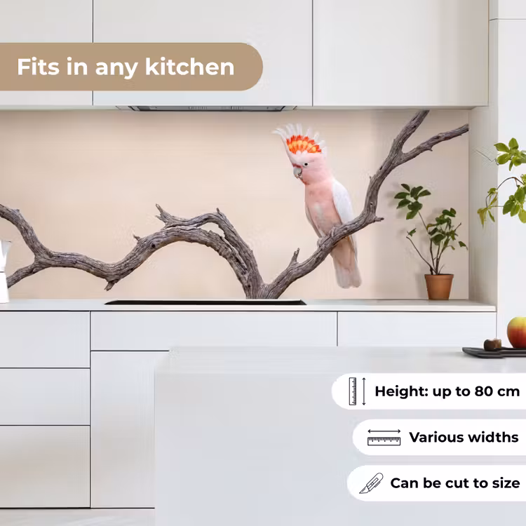 Papagaai - Tak - Roze keuken achterwand 2 middel -sfeer4_UK