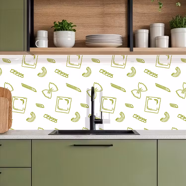 Pasta - Groen - Wit - Patroon keuken achterwand 2 middel -sfeer3