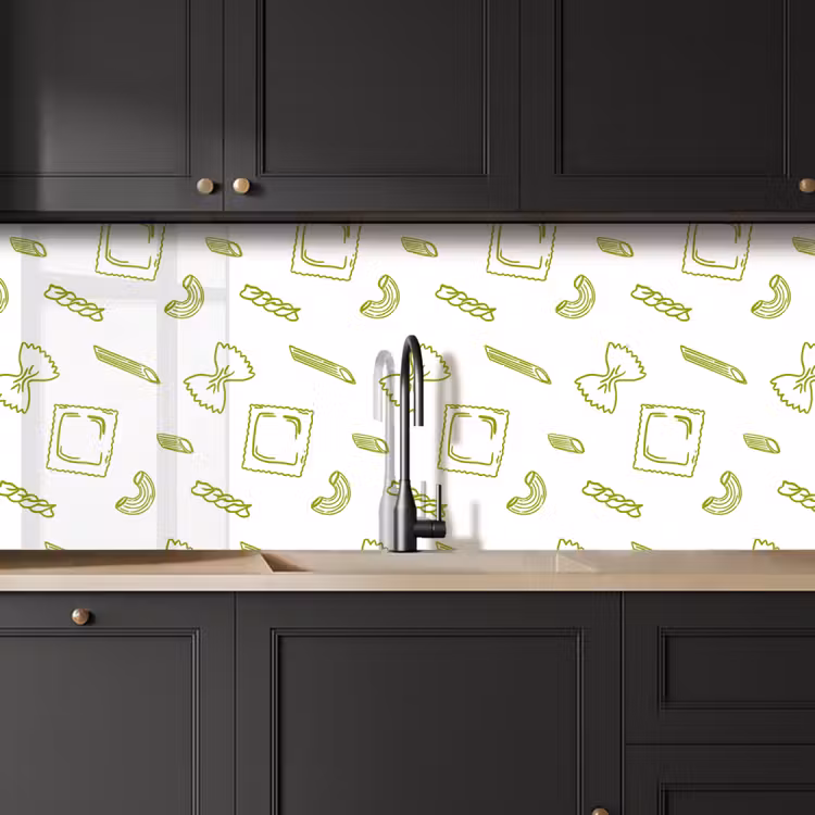 Pasta - Groen - Wit - Patroon keuken achterwand 2 middel -sfeer1