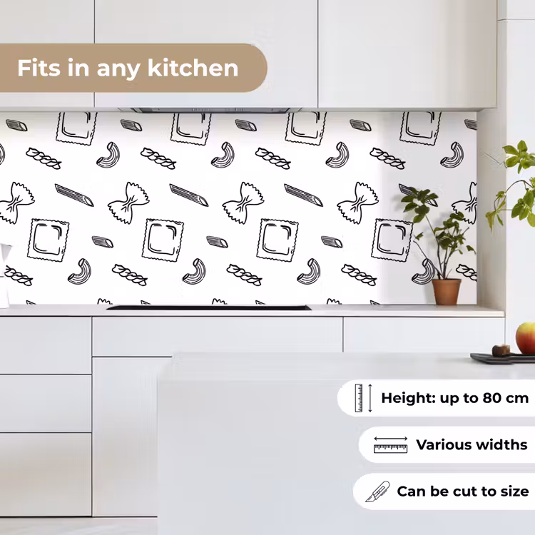 Pasta - Patroon - Zwart - wit keuken achterwand 2 middel -sfeer4_UK