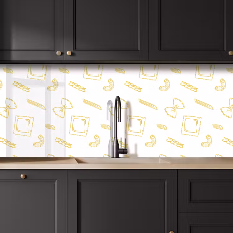 Pasta - Geel - Wit - Patroon keuken achterwand 2 middel -sfeer1