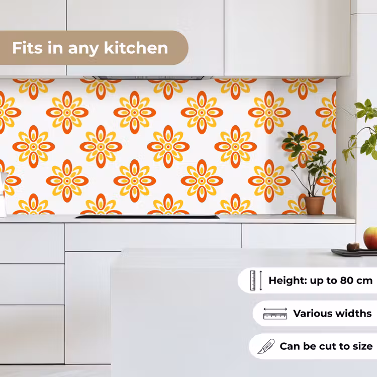 Patroon - Jaren 70 - Bloemen - Oranje keuken achterwand 2 middel 871 -sfeer4_UK
