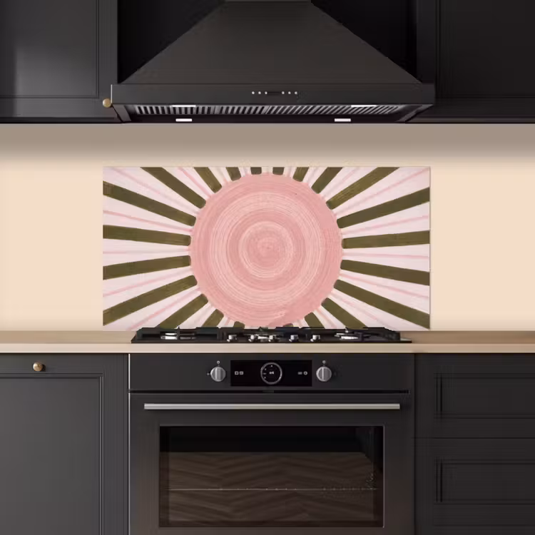 Patroon - Cirkel - Stralen - Abstract - Roze keuken achterwand spatscherm middel -sfeer1