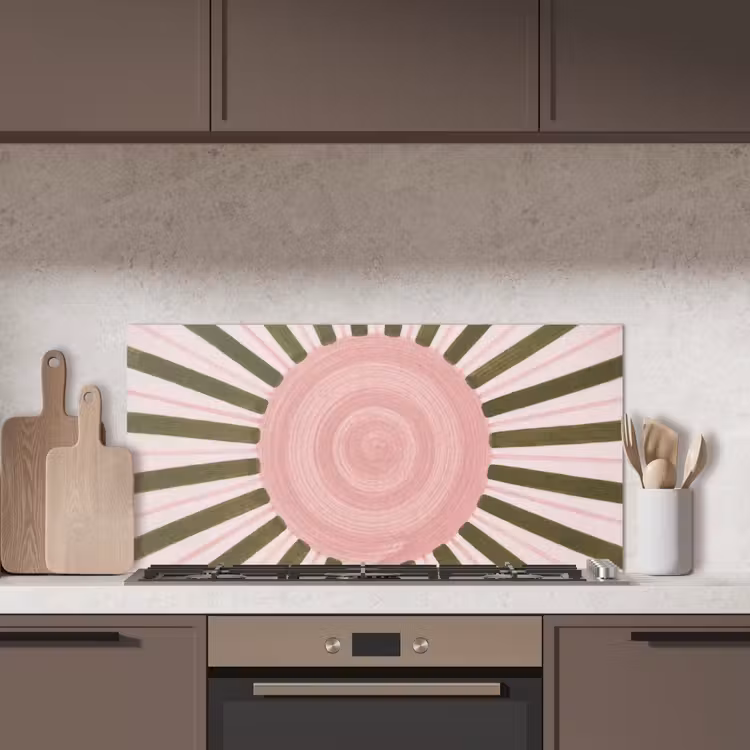 Patroon - Cirkel - Stralen - Abstract - Roze keuken achterwand spatscherm middel -sfeer2