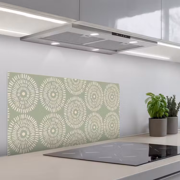 Patroon - Cirkels - Abstract - Modern - Groen keuken achterwand spatscherm middel -3d_schuin