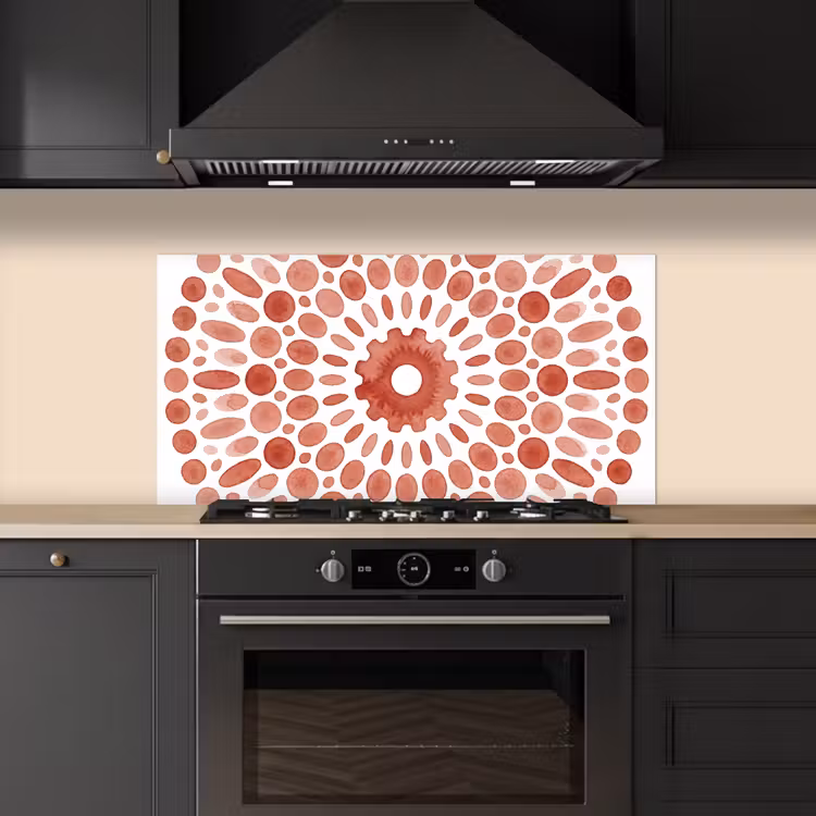 Patroon - Cirkels - Abstract - Modern - Rood keuken achterwand spatscherm middel -sfeer1