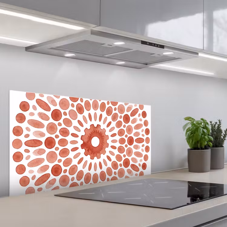 Patroon - Cirkels - Abstract - Modern - Rood keuken achterwand spatscherm middel -3d_schuin
