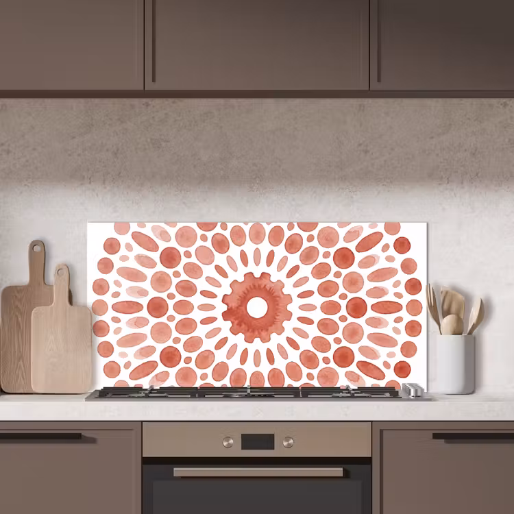 Patroon - Cirkels - Abstract - Modern - Rood keuken achterwand spatscherm middel -sfeer2
