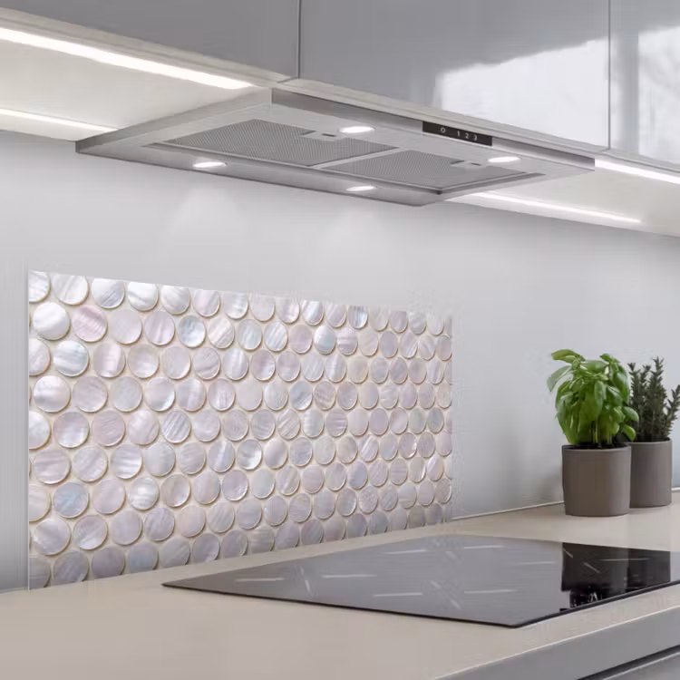 Patroon - Cirkels - Abstract - Modern - Wit keuken achterwand spatscherm middel -3d_schuin