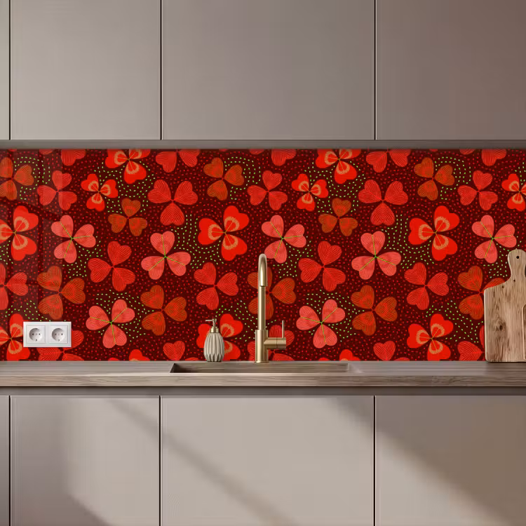 Patroon - Klaver - Rood keuken achterwand 2 middel 871 zz_3dshopping