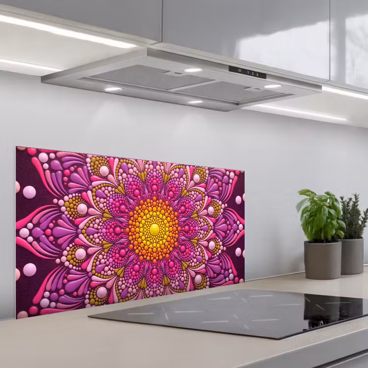 Patroon - Stippen - Abstract - Kleurrijk keuken achterwand spatscherm middel -3d_schuin