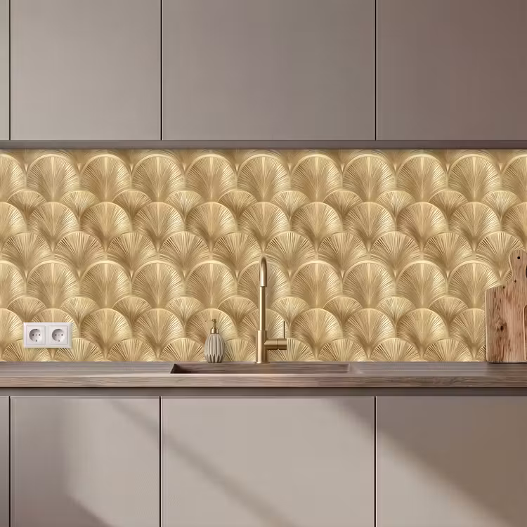 Patroon - Waaier -  Goud keuken achterwand 2 middel 871 zz_3dshopping