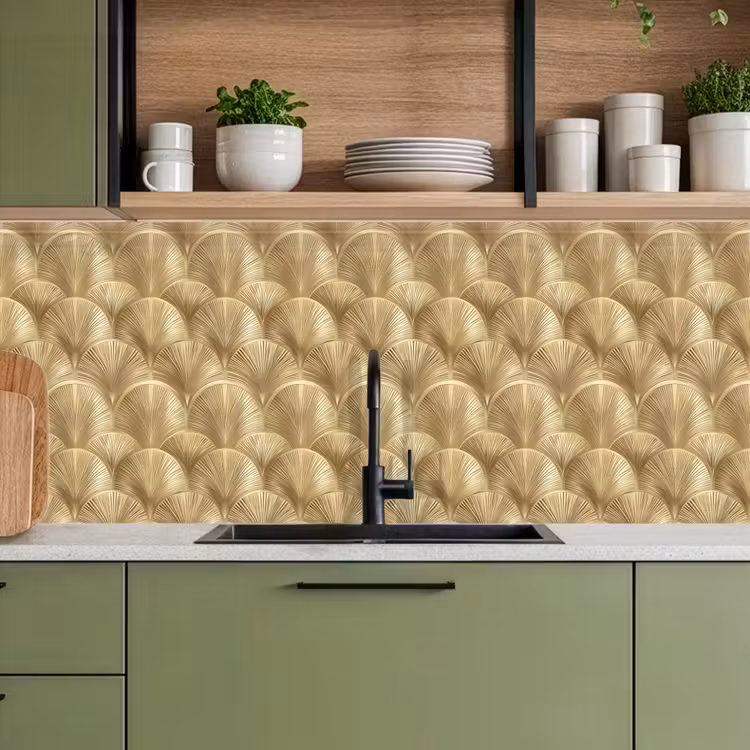 Patroon - Waaier -  Goud keuken achterwand 2 middel 871 -sfeer3