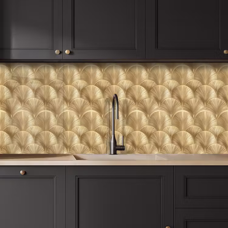 Patroon - Waaier -  Goud keuken achterwand 2 middel 871 -sfeer1