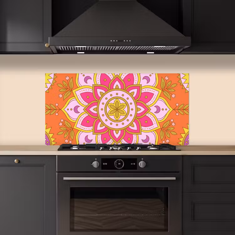Patroon - Bloemmotief - Decoratie - Abstract - Roze keuken achterwand spatscherm middel -sfeer1