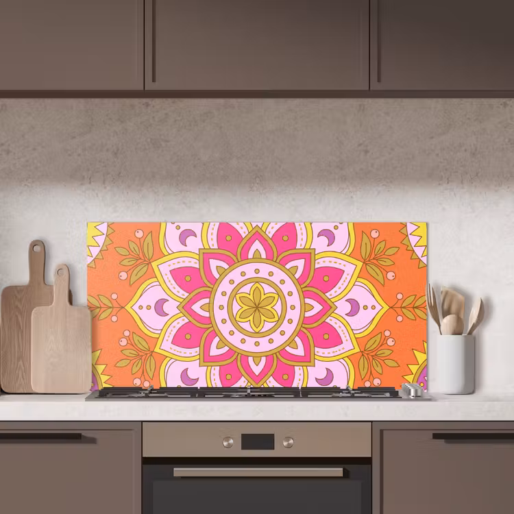 Patroon - Bloemmotief - Decoratie - Abstract - Roze keuken achterwand spatscherm middel -sfeer2
