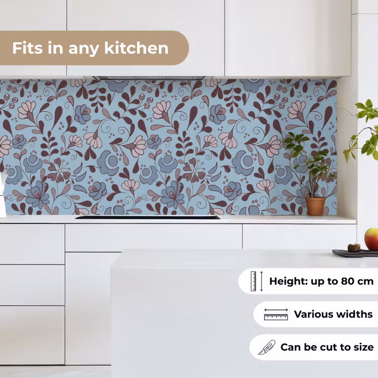 Patroon - Bloem - Grijs - Blauw keuken achterwand 2 middel 871 -sfeer4_UK
