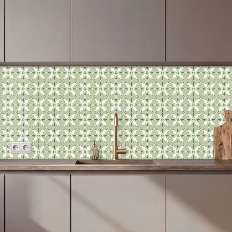 Patroon - Bloemenvorm - Groen keuken achterwand 2 middel 871 zz_3dshopping