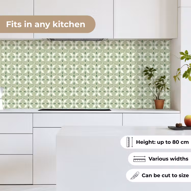 Patroon - Bloemenvorm - Groen keuken achterwand 2 middel 871 -sfeer4_UK