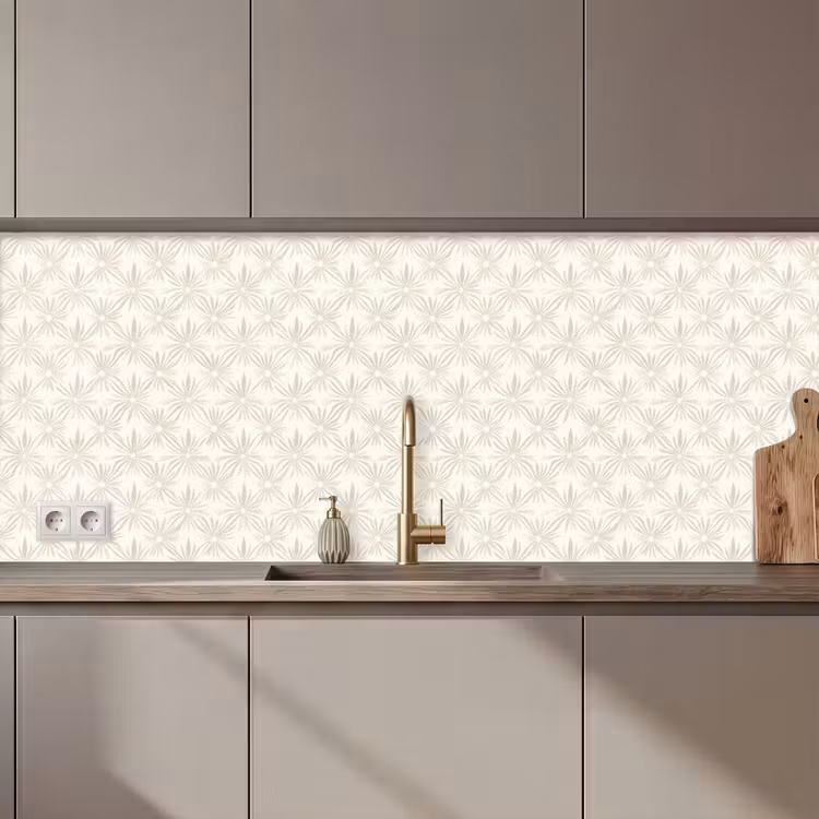 Patroon - Bloemen - Beige keuken achterwand 2 middel 871 zz_3dshopping