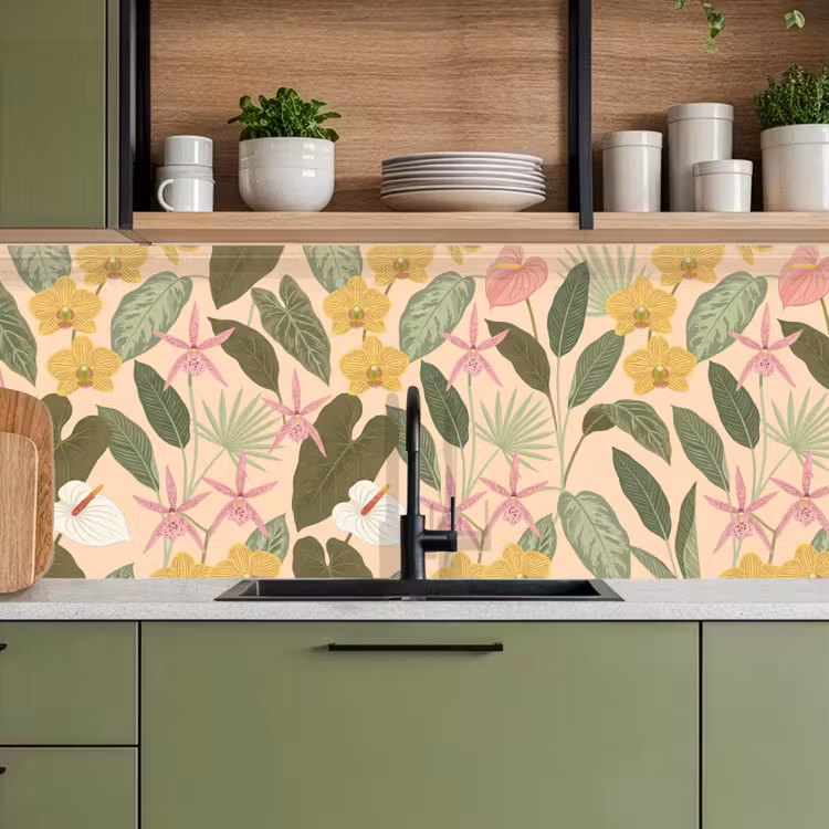 Patroon - Bloemen - Kleurrijk keuken achterwand 2 middel -sfeer3