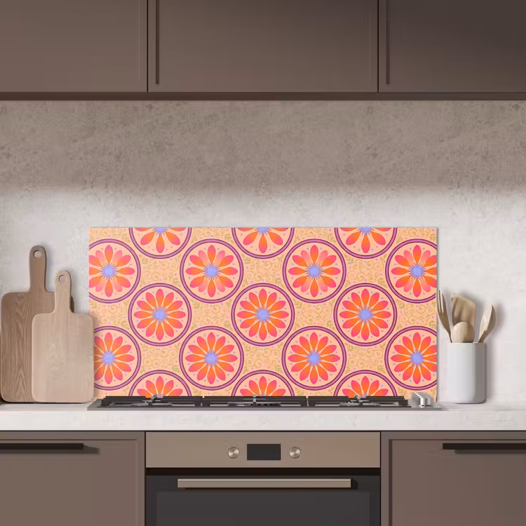 Patroon - Bloemen - Decoratief - Kleurrijk - Modern keuken achterwand spatscherm middel -sfeer2