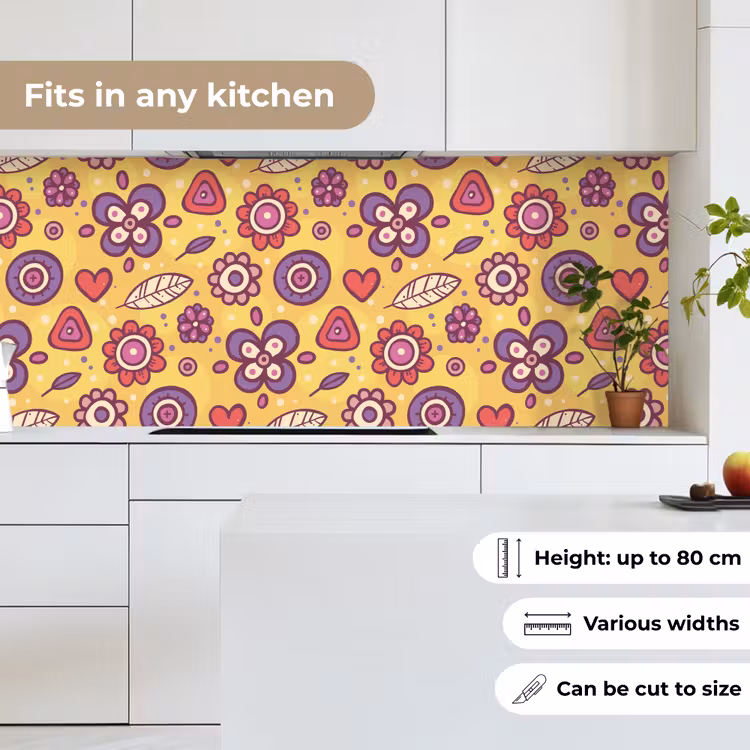 Patroon - Bloemen - Paars - Oranje keuken achterwand 2 middel 871 -sfeer4_UK