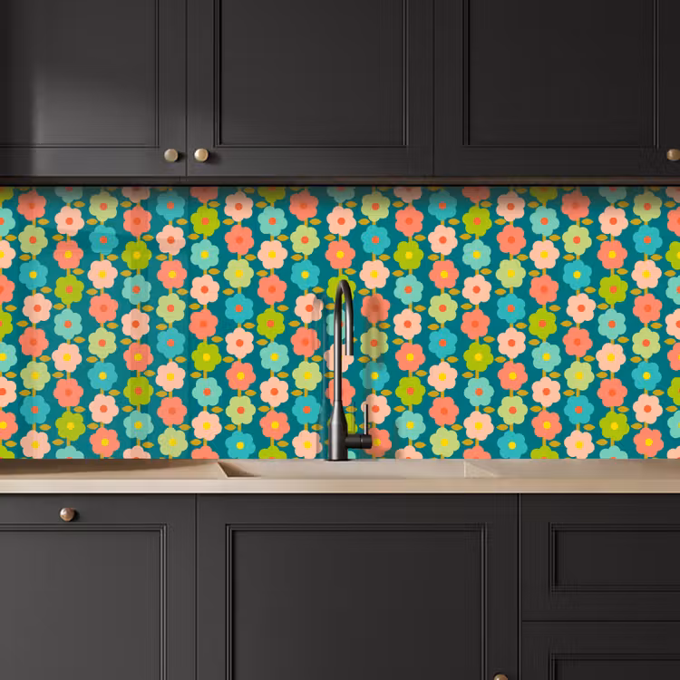 Patroon - Bloemen - Retro - Jaren 70 keuken achterwand 2 middel 871 -sfeer1