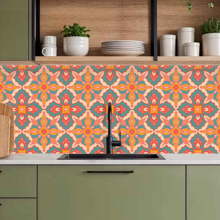 Patroon - Hippie - Oranje keuken achterwand 2 middel 871 -sfeer3