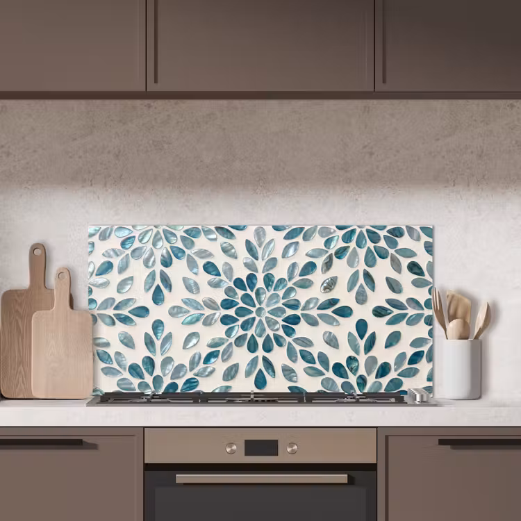 Patroon - Bladeren - Abstract - Modern - Turquoise keuken achterwand spatscherm middel -sfeer2