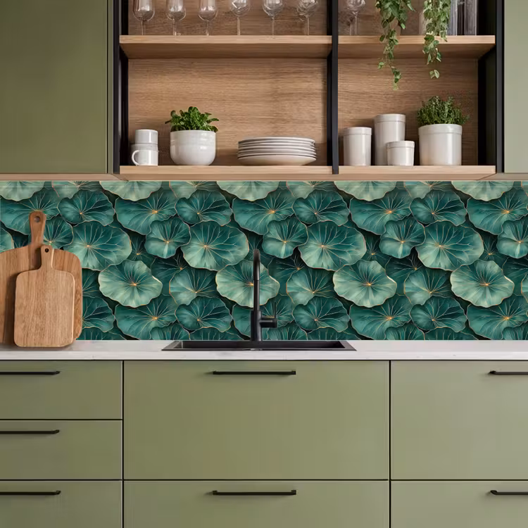 Patroon - Bladeren - Groen keuken achterwand 2 groot 857 -sfeer3