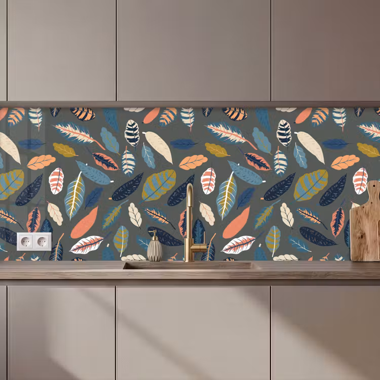 Patroon - Blaadjes - Pastel keuken achterwand 2 middel 871 zz_3dshopping
