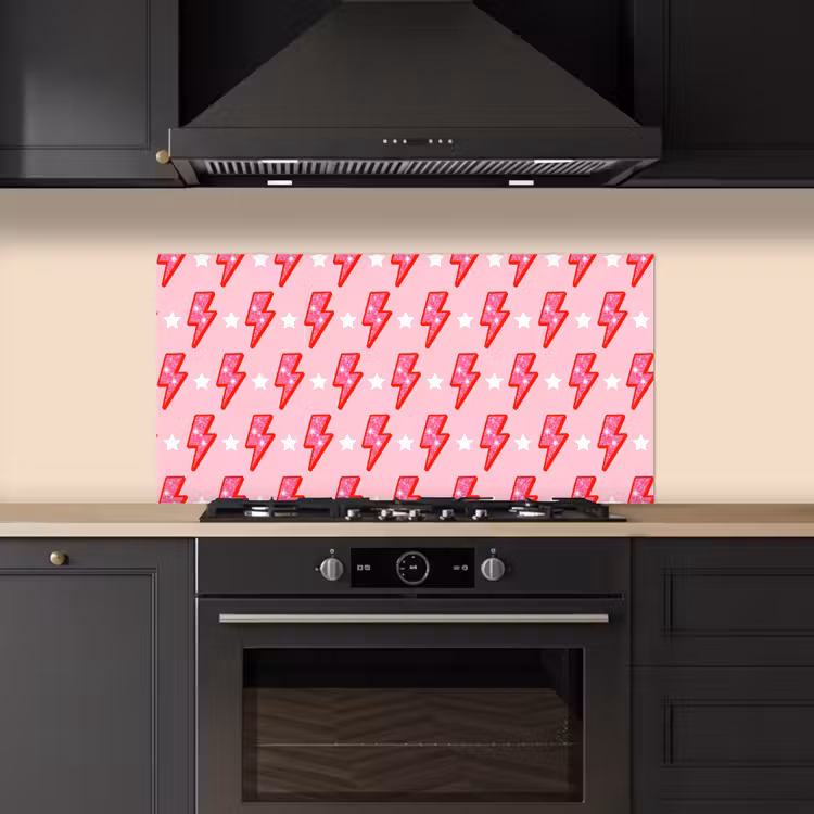 Patroon - Bliksem - Ster - Glitter - Roze keuken achterwand spatscherm middel -sfeer1