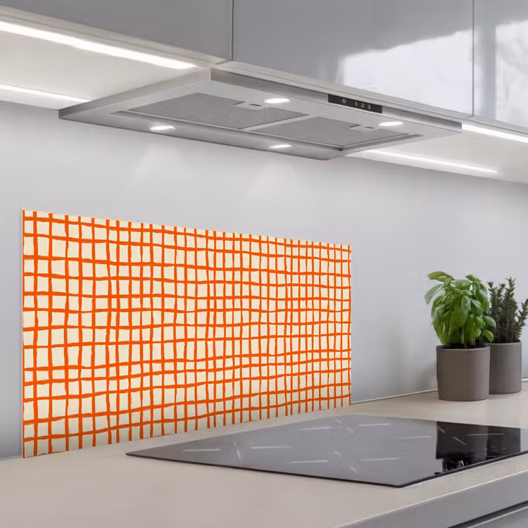 Patroon - Lijnen - Oranje keuken achterwand spatscherm middel 899 -3d_schuin
