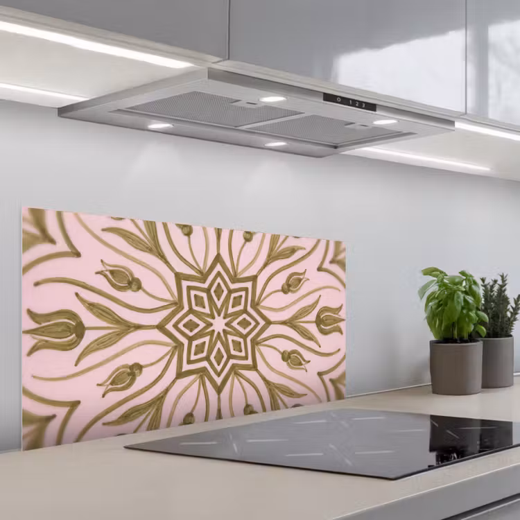 Patroon - Mandala - Decoratie - Abstract - Groen keuken achterwand spatscherm middel -3d_schuin