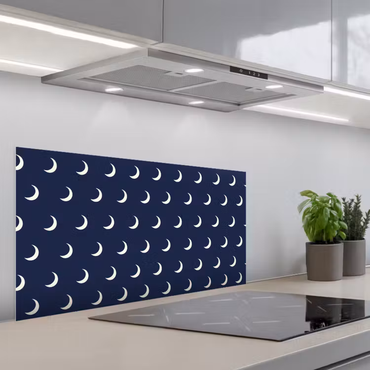 Patroon - Manen - Blauw keuken achterwand spatscherm middel 899 -3d_schuin