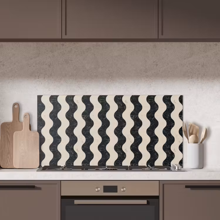 Patroon - Marmer - Groen - Cremé keuken achterwand spatscherm middel 899 -sfeer2