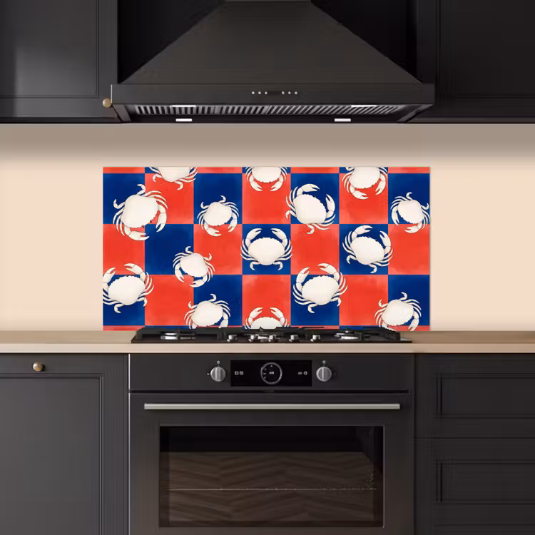 Patroon - Zeeleven - Rood - Blauw - Abstract keuken achterwand spatscherm middel -sfeer1