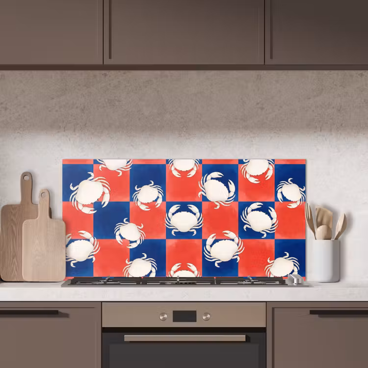 Patroon - Zeeleven - Rood - Blauw - Abstract keuken achterwand spatscherm middel -sfeer2