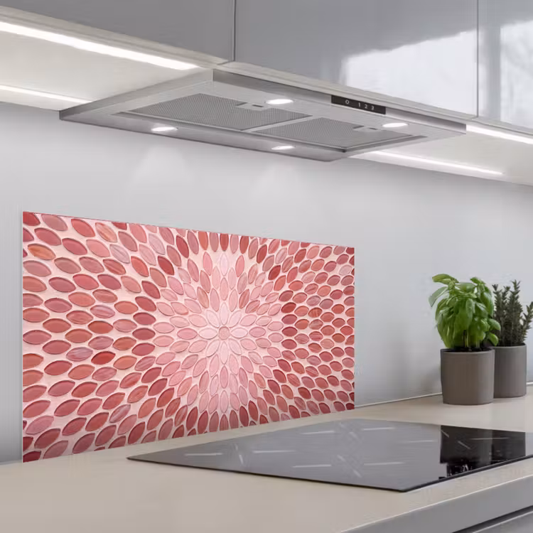 Patroon - Mozaïek - Ovaal - Abstract - Roze keuken achterwand spatscherm middel -3d_schuin