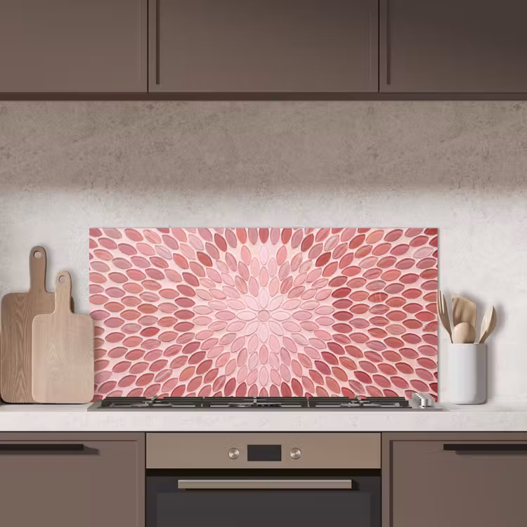 Patroon - Mozaïek - Ovaal - Abstract - Roze keuken achterwand spatscherm middel -sfeer2