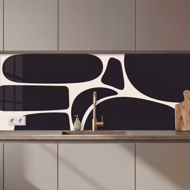 Kitchen Wall Splashback - Pattern - Organic - Black - Patroon - Organisch - Zwart keuken achterwand 2 middel zz_3dshopping
