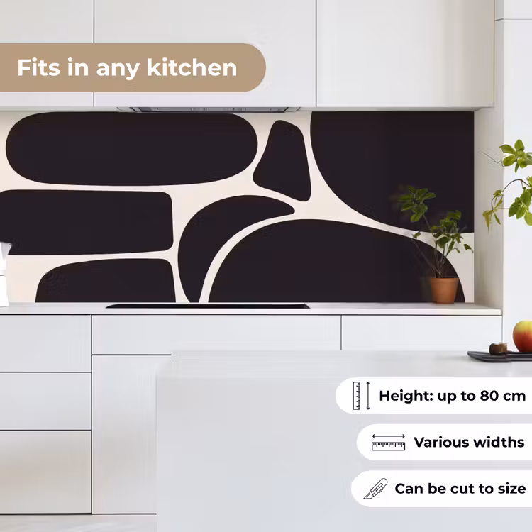 Kitchen Wall Splashback - Pattern - Organic - Black - Patroon - Organisch - Zwart keuken achterwand 2 middel