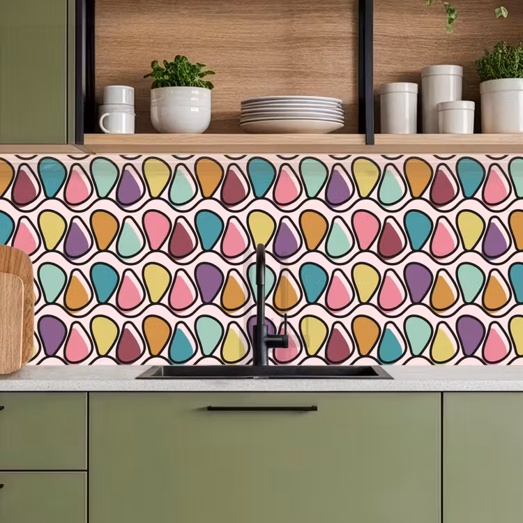 Patroon - Ovaal - Pastel keuken achterwand 2 middel 871 -sfeer3