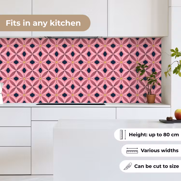Patroon - Bloemblaadjes - Roze - Blauw keuken achterwand 2 middel 871 -sfeer4_UK