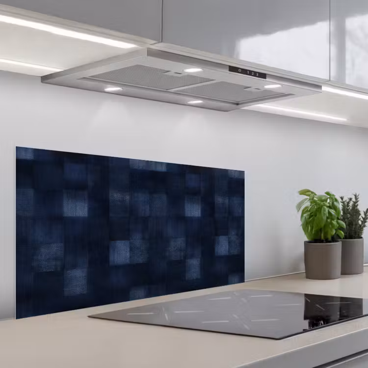 Patroon - Ruit - Marineblauw keuken achterwand spatscherm middel 899 -3d_schuin
